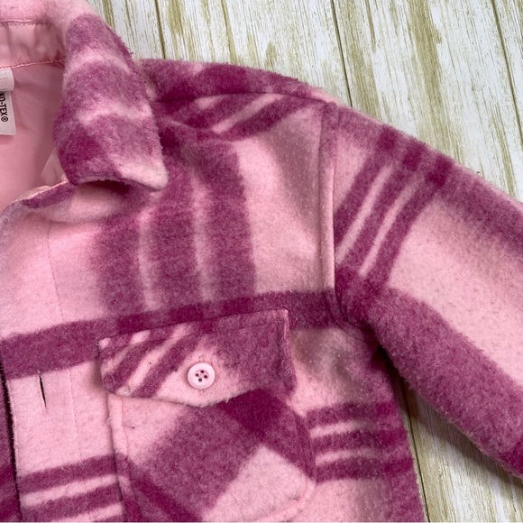 Hanna Andersson Pink Plaid Faux Wool Felt Shirt Jacket Shacket - Picture 3 of 8